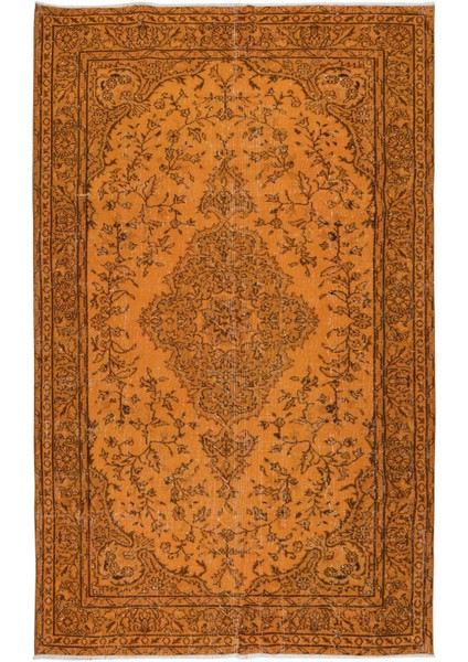 172 x 277 cm Turuncu Yeniden Boyanmış Alan Halısı, Oturma Odası Halısı, El Yapımı Halı