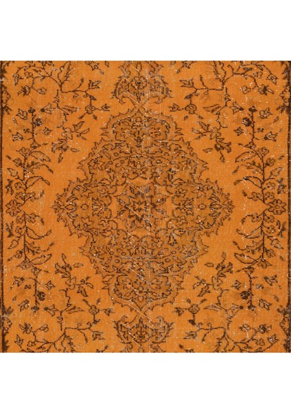 172 x 277 cm Turuncu Yeniden Boyanmış Alan Halısı, Oturma Odası Halısı, El Yapımı Halı