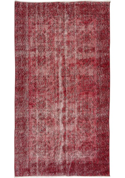 108 x 200 cm El Dokuması Yeniden Boyanmış Eski Türk Halısı, Modern Kırmızı El Yapımı Yünlü Halı fiyatları