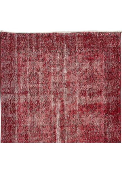 108 x 200 cm El Dokuması Yeniden Boyanmış Eski Türk Halısı, Modern Kırmızı El Yapımı Yünlü Halı fırsatları