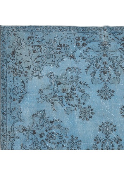 214 x 321 cm Açık Mavi El Dokuması Büyük Halı, El Düğümlü Alan Halısı, Eski Türk Halısı fırsatları