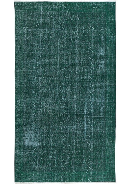 155 x 265 cm Modern Ev Dekoru Halı, Yeşil El Yapımı Halı, Geleneksel Yünlü Halı