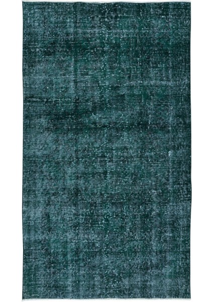 112 x 196 cm Çağdaş El Düğümlü Halı, Yeşil El Dokuması Yün ve Pamuktan Yapılmış Alan Halısı