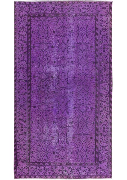 127 x 231 cm Otantik Mor El Yapımı Halı, Yenilenmiş El Düğümlü Türk Halısı
