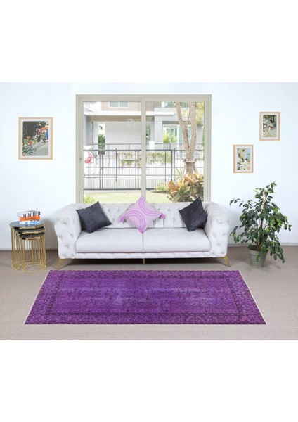 127 x 231 cm Otantik Mor El Yapımı Halı, Yenilenmiş El Düğümlü Türk Halısı fiyatları