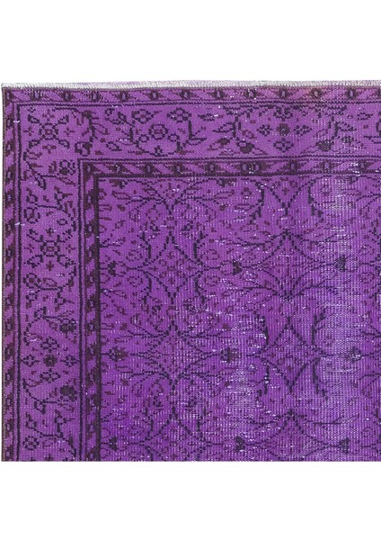 127 x 231 cm Otantik Mor El Yapımı Halı, Yenilenmiş El Düğümlü Türk Halısı fırsatları