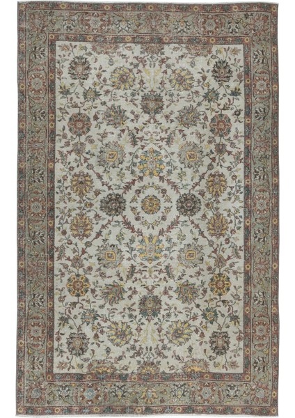 200 x 310 cm Kır Evleri, Rustik ve Geleneksel Iç Mekanlar Için Eski El Yapımı Çiçek Desenli Halı
