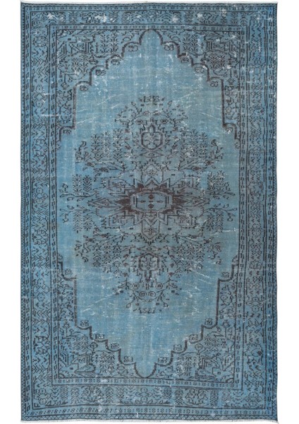 188 x 305 cm Modern Ev Dekoru Halı, Mavi El Yapımı Halı, Geleneksel Yünlü Halı