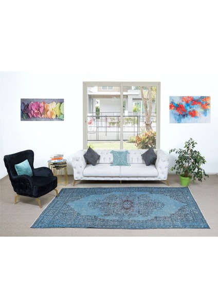 188 x 305 cm Modern Ev Dekoru Halı, Mavi El Yapımı Halı, Geleneksel Yünlü Halı fiyatları