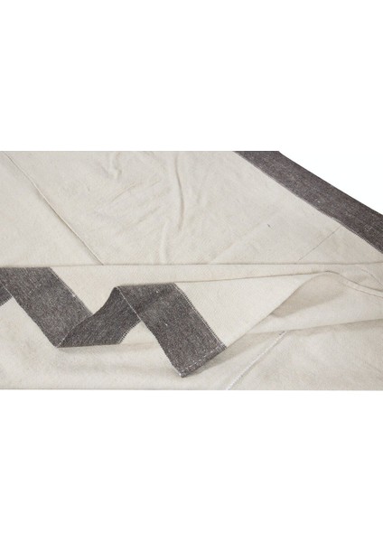 141 x 405 cm El Dokuması Türk Yolluk Kilim, Düz Bej ve Kahverengi Bordürlü Halı, Tamamı Yün modelleri