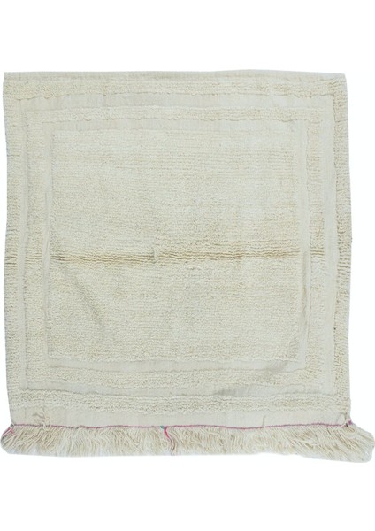 110 x 115 cm Eski Anadolu "tülü" Halısı, Doğal Yün, Minimalist Düz Bej Küçük Halı