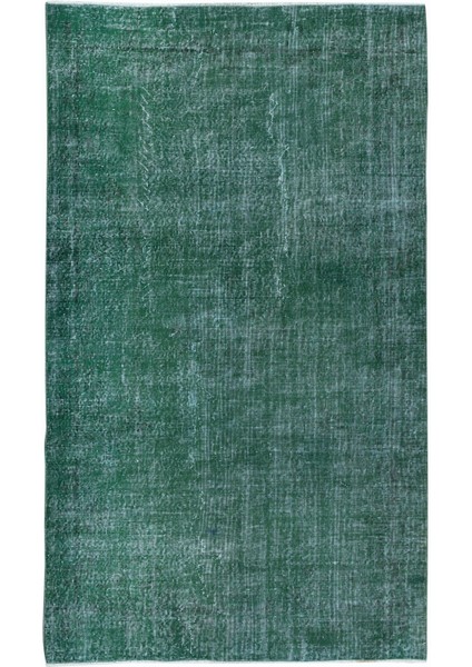 153 x 262 cm Yeşil El Dokuması Halı, El Düğümlü Alan Halısı, Eski Türk Halısı