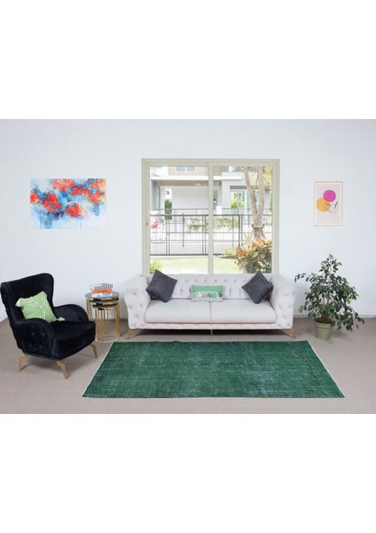 153 x 262 cm Yeşil El Dokuması Halı, El Düğümlü Alan Halısı, Eski Türk Halısı fiyatları