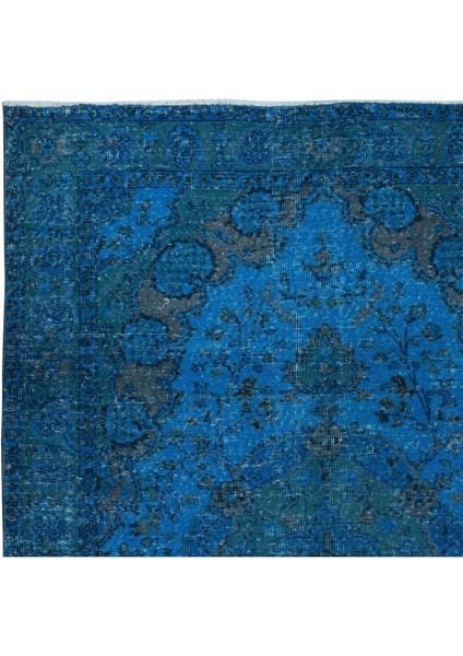 160 x 273 cm Mavi Renkli El Dokuması Halı, Yenilenmiş Modern Türk Halısı fırsatları