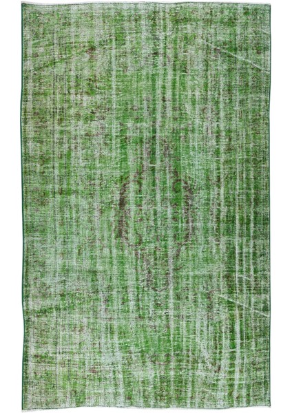 165 x 257 cm El Dokuması Yeniden Boyanmış Eski Türk Halısı, Modern Yeşil El Yapımı Yünlü Halı fiyatları
