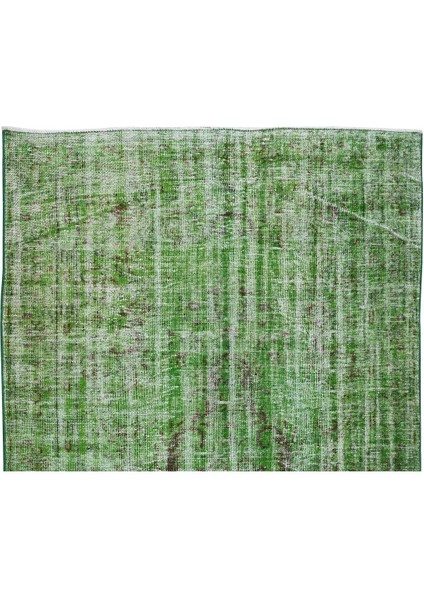 165 x 257 cm El Dokuması Yeniden Boyanmış Eski Türk Halısı, Modern Yeşil El Yapımı Yünlü Halı fırsatları