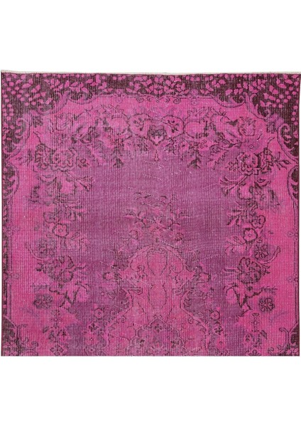 152 x 285 cm El Dokuması Yeniden Boyanmış Eski Türk Halısı, Modern Pembe El Yapımı Yünlü Halı fırsatları