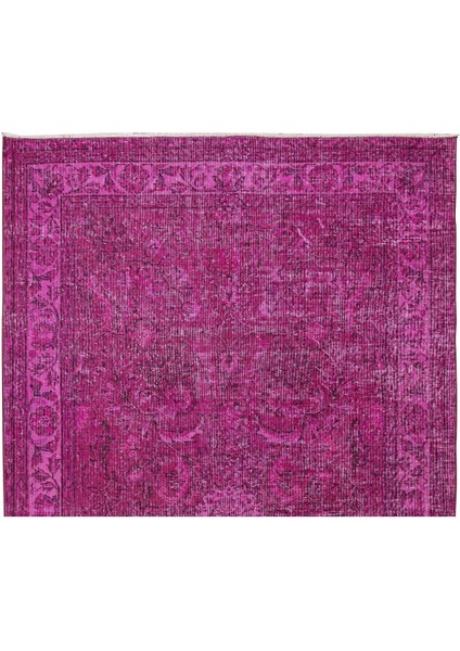 160 x 261 cm Pembe Renkli Yünlü Halı, Modern El Dokuması Yeniden Boyanmış Eski Anadolu Halısı fırsatları