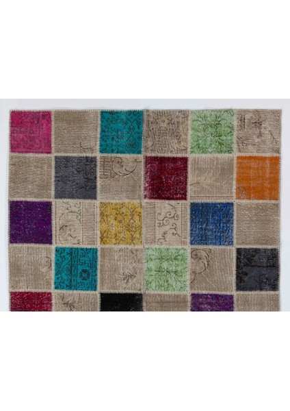 200 x 300 cm Çok Renkli El Dokuması Patchwork Halı, Geometrik Desenli Patchwork fiyatları