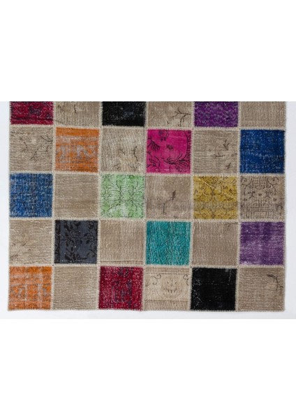 200 x 300 cm Çok Renkli El Dokuması Patchwork Halı, Geometrik Desenli Patchwork modelleri