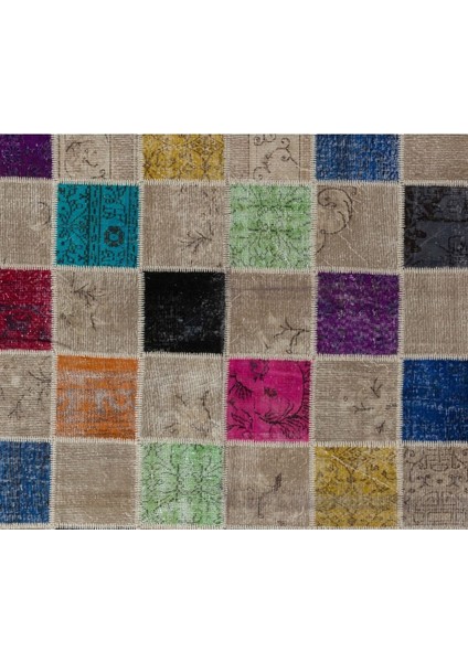 200 x 300 cm Çok Renkli El Dokuması Patchwork Halı, Geometrik Desenli Patchwork fırsatları