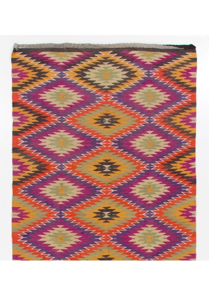 164 x 363 cm Dekoratif Eski El Yapımı Kilim, Düz Dokuma Kilim