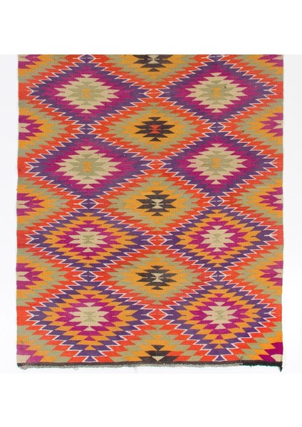 164 x 363 cm Dekoratif Eski El Yapımı Kilim, Düz Dokuma Kilim