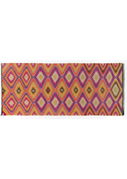 164 x 363 cm Dekoratif Eski El Yapımı Kilim, Düz Dokuma Kilim