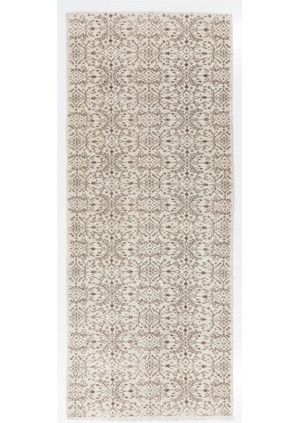 142 x 345 cm Eski El Yapımı Anadolu Yolluk, Bej Uzun Halı