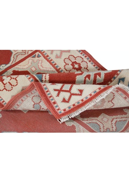 74X221 cm Modern Kırmızı & Bej Renklerde Türk Halısı, Küçük Koridor Yolluğu, %100 Yün