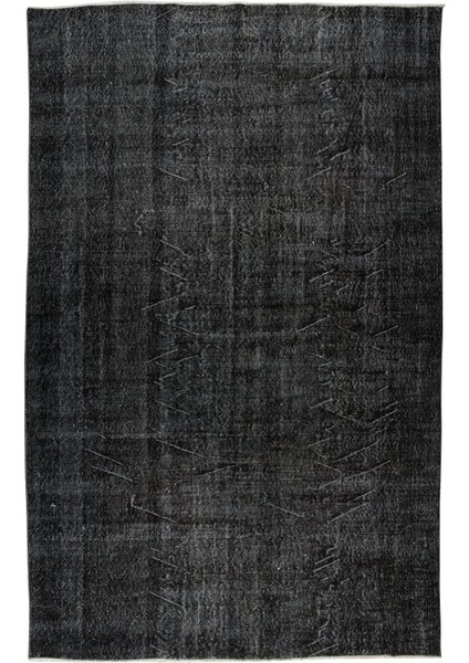 212 x 320 cm El Dokuması Yeniden Boyanmış Eski Türk Halısı, Modern Siyah El Yapımı Yünlü Halı fiyatları