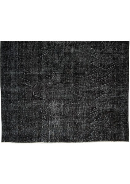 212 x 320 cm El Dokuması Yeniden Boyanmış Eski Türk Halısı, Modern Siyah El Yapımı Yünlü Halı indirimleri