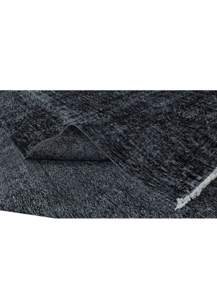 203 x 316 cm El Dokuması Yeniden Boyanmış Eski Türk Halısı, Modern Siyah El Yapımı Yünlü Halı modelleri