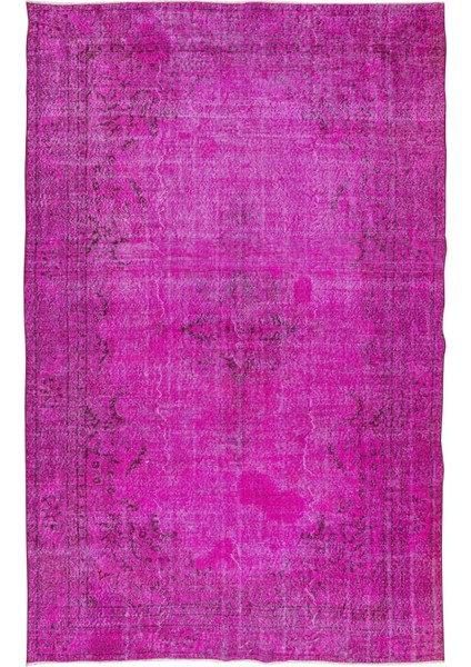 195 x 309 cm El Dokuması Yeniden Boyanmış Eski Türk Halısı, Modern Pembe El Yapımı Yünlü Halı fiyatları