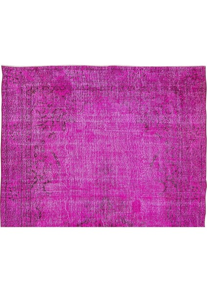 195 x 309 cm El Dokuması Yeniden Boyanmış Eski Türk Halısı, Modern Pembe El Yapımı Yünlü Halı fırsatları