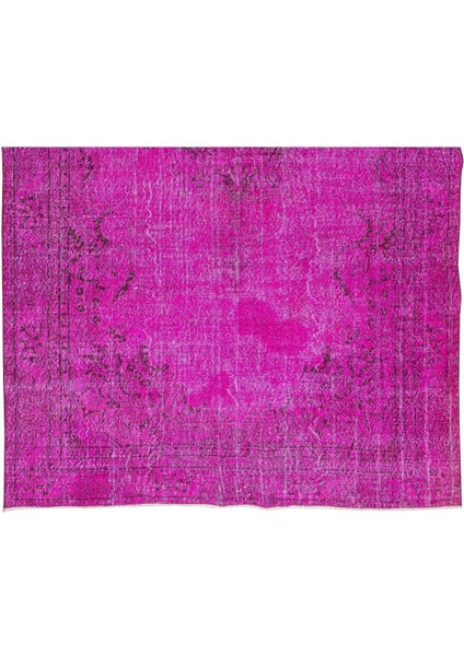 195 x 309 cm El Dokuması Yeniden Boyanmış Eski Türk Halısı, Modern Pembe El Yapımı Yünlü Halı indirimleri