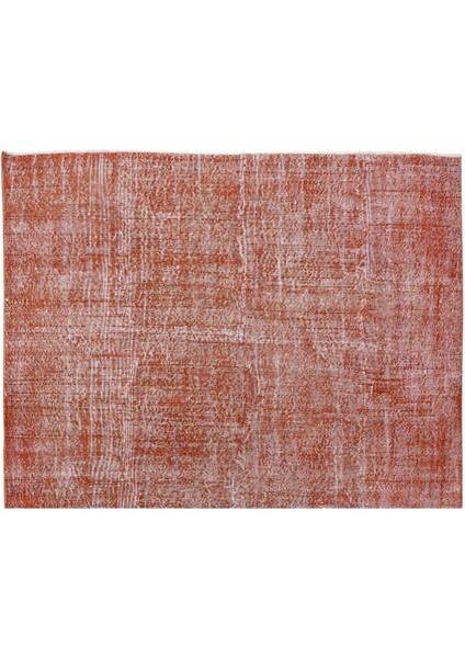 218 x 325 cm El Dokuması Otantik Eski Anadolu Halısı, Modern Turuncu El Yapımı Yünlü Halı fırsatları