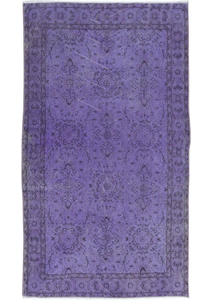 114 x 202 cm Mor El Dokuması Halı, El Düğümlü Alan Halısı, Eski Türk Halısı
