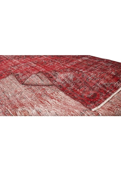 179 x 260 cm El Dokuması Yeniden Boyanmış Eski Türk Halısı, Modern Kırmızı El Yapımı Yünlü Halı modelleri
