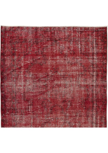 147 x 262 cm Çağdaş Kırmızı Otantik Yünlü Halı, El Dokuması Yeniden Boyanmış Eski Türk Halısı fırsatları