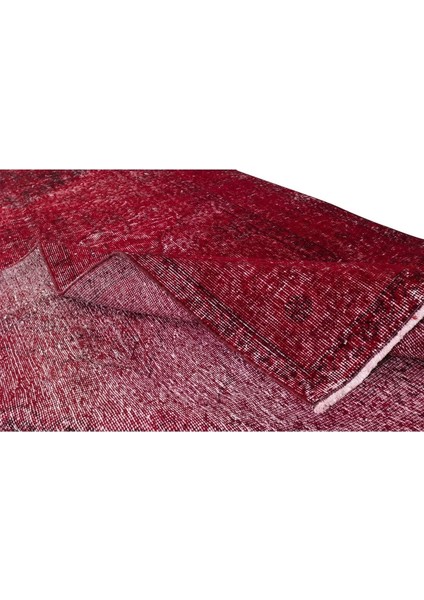 153 x 361 cm Çağdaş Kırmızı Otantik Yünlü Halı, El Dokuması Yeniden Boyanmış Eski Türk Halısı modelleri