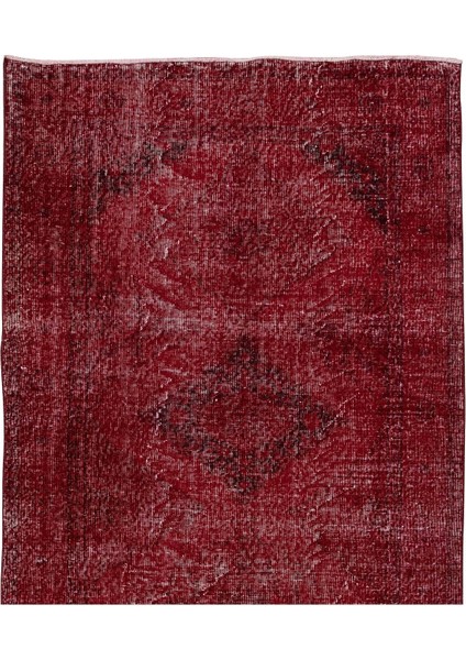 153 x 361 cm Çağdaş Kırmızı Otantik Yünlü Halı, El Dokuması Yeniden Boyanmış Eski Türk Halısı fırsatları