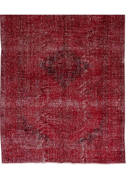 153 x 361 cm Çağdaş Kırmızı Otantik Yünlü Halı, El Dokuması Yeniden Boyanmış Eski Türk Halısı indirimleri