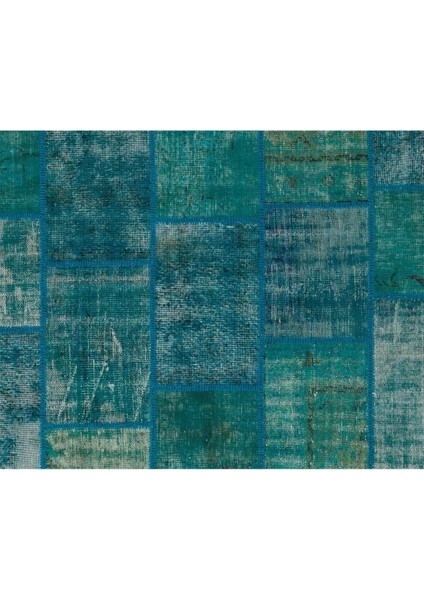 213 x 305 cm Turkuaz Renkli Patchwork Halı, Otantik Renkli Halı, Renkli Peçvörk fırsatları
