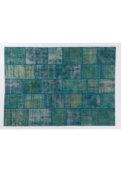 213 x 305 cm Turkuaz Renkli Patchwork Halı, Otantik Renkli Halı, Renkli Peçvörk indirimleri