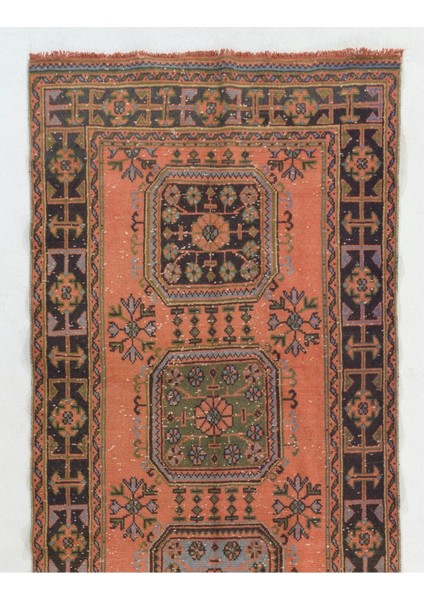127 x 347 cm Otantik Eski Türk Köy Koşucusu. Koridor Için El Düğümlü Yün Halı