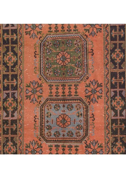 127 x 347 cm Otantik Eski Türk Köy Koşucusu. Koridor Için El Düğümlü Yün Halı