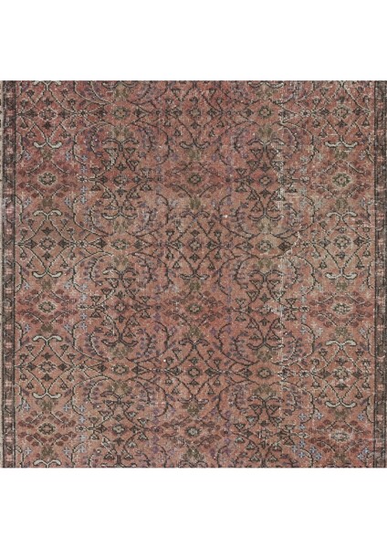 164 x 266 cm Kırmızı ve Bej Eski Türk Alan Halısı, El Düğümlü Çiçekli Halı