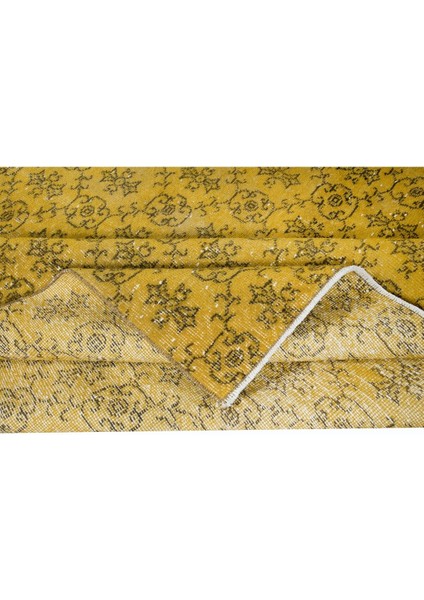 155 x 232 cm Sarı Modern El Düğümlü Halı, Yenilenmiş El Dokuma Halı modelleri