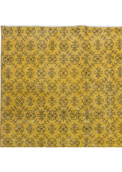155 x 232 cm Sarı Modern El Düğümlü Halı, Yenilenmiş El Dokuma Halı fırsatları